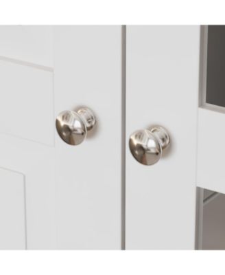 Luxury white 4-door 6-drawer wardrobe with mirror, bedroom Armoire, Closet