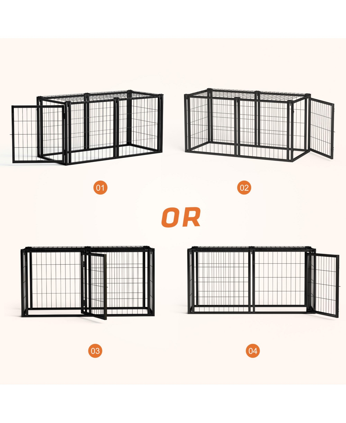Aostirmotor 47.2 in. L x 22 in. W x 24 in. H. Dog Crate 47.2" Dog Kennel for Small Medium Dogs, Puppy Dog Playpen with Top in Black