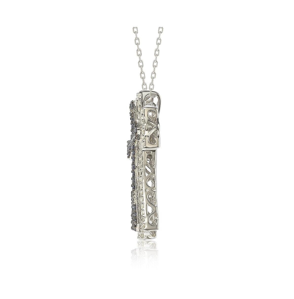 Suzy Levian Sterling Silver Sapphire & Created White Cross Pendant