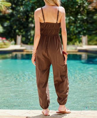 Women's Casual Ruched Bodice Jumpsuit