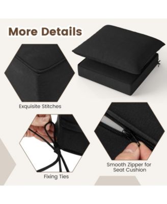 Indoor/Outdoor Deep Seat Chair Cushion Pads Set with Rope Belts