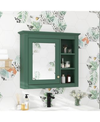 30" x 28" Bathroom Medicine Cabinet with Mirror and 3 Open Shelves, Wall-Mounted (No Vanity)