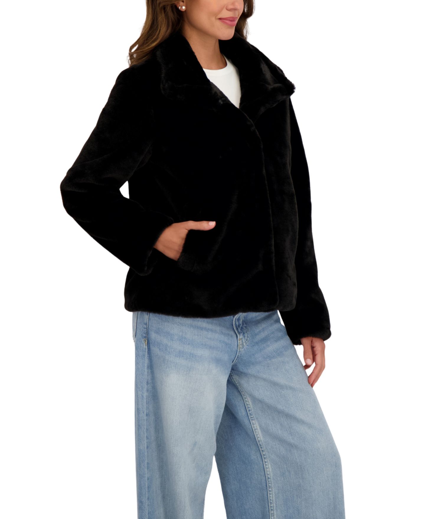 Женская куртка Sebby Collection Short Faux Fur, цвет: Чёрный — фото 4