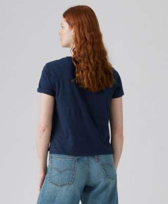 売れ筋商品|||リーバイス カットソー トップス レディース Women's Margot Cotton Embroidered-Trim T-Shirt Delicate Embroidery - Blue Levi's Women's Margot Cotton Embroidered-Trim T-Shirt