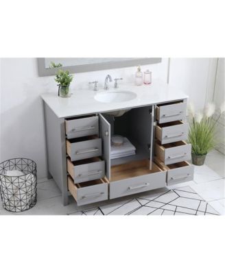 48" Grey Bathroom Vanity with Carrara Marble Top & Backsplash, Soft-Close Doors & Dovetail Drawers, Brushed Nickel