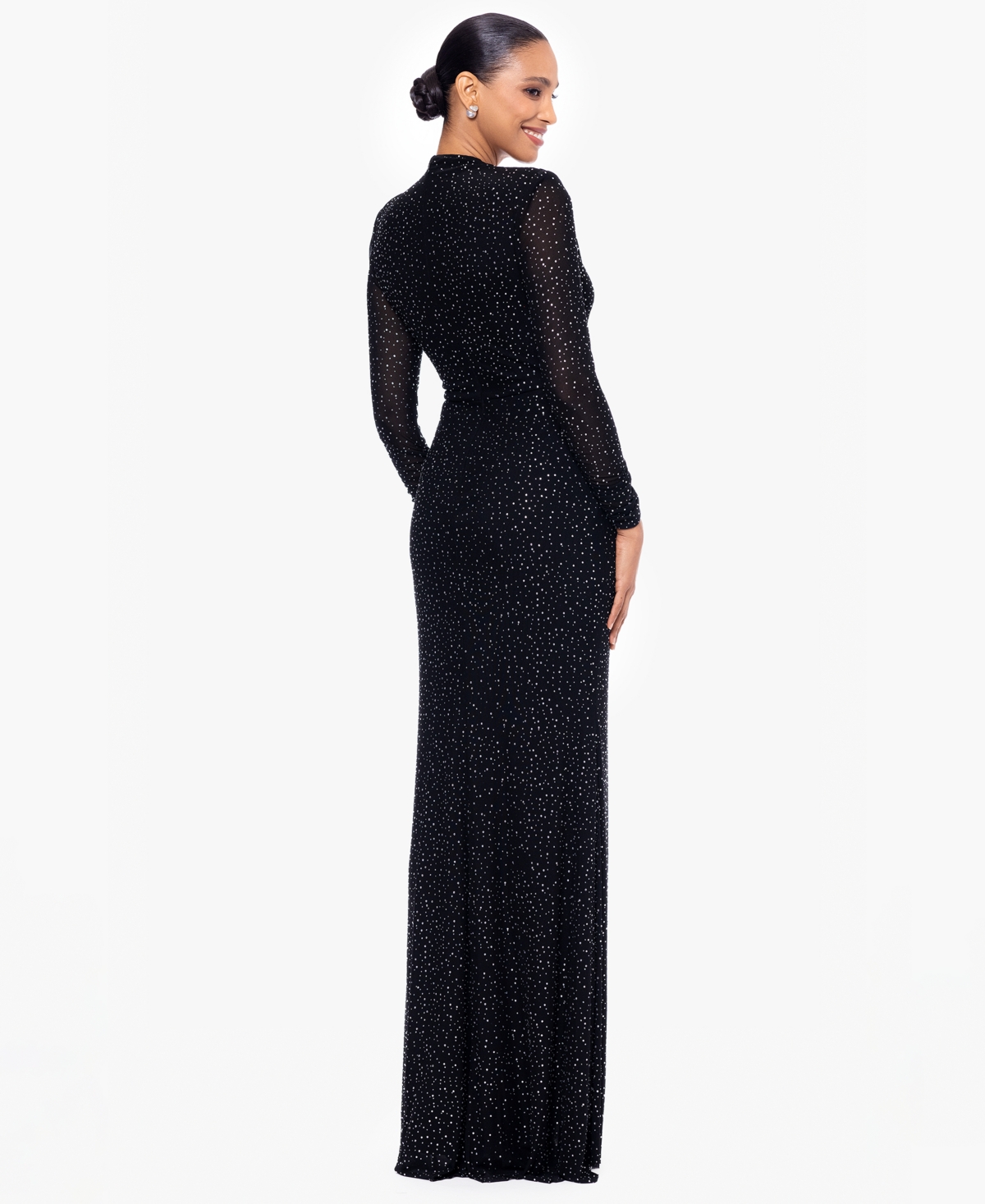 Betsy & Adam Petite Mock Neck Dress With Long Sleeves In Black
