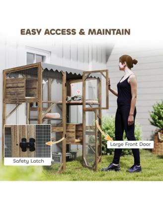 59" Catio Outdoor Cat Enclosure, Wooden Window Cat House,