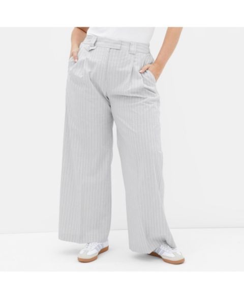 Женские брюки CITY CHIC Plus Size Jazmin Straight, цвет: Серебряный полосатый
