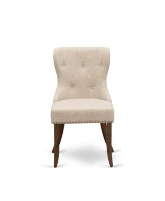 5-Pc Dining Set Of A Pedestal Kitchen Table, 4 Light Tan Fabric Kitchen Chairs