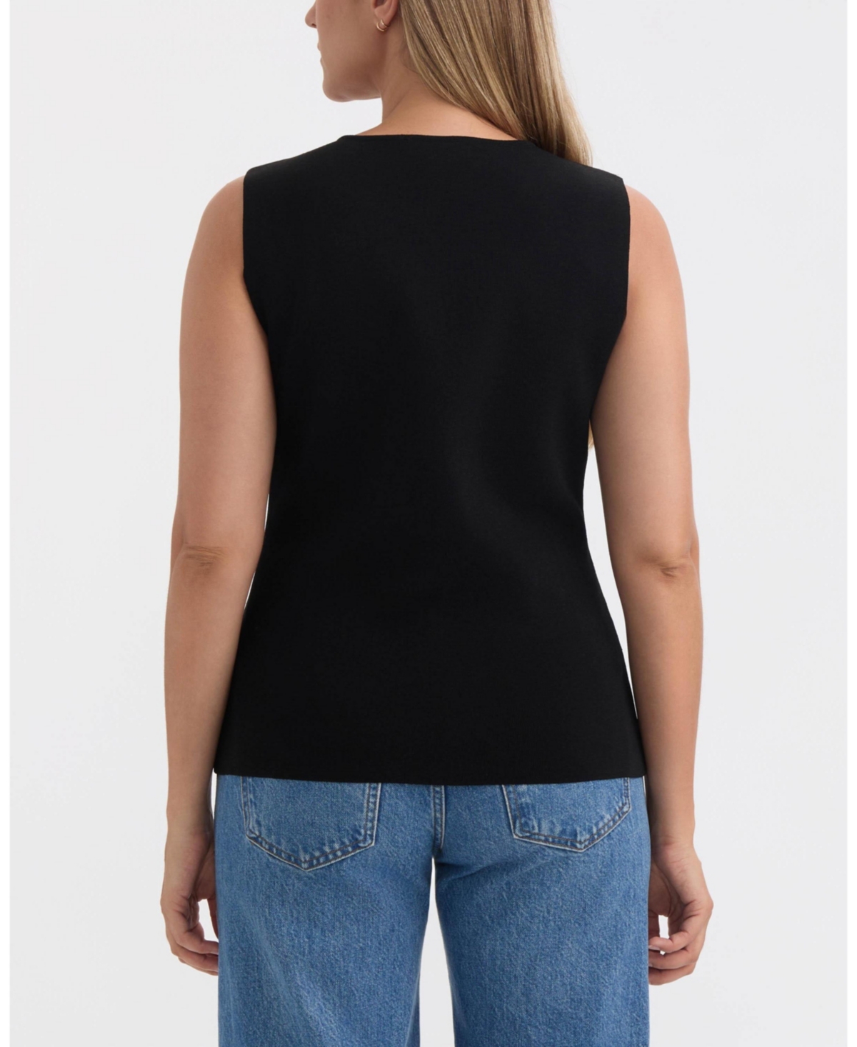 Ellen Tracy Button Front Sweater Vest In Black