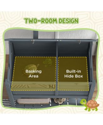 Tortoise Habitat Enclosure for Indoor W/ Shelf, Tray, Light