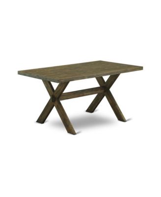 7 Pc Dining Set with Upholstered High Back Chairs and Rectangular Wood Table, Distressed Finish