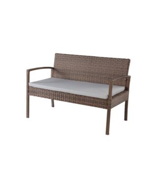 Conversation Set. Dark Brown Wicker With Beige Fabric