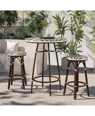 Saginaw Aluminum 3-Piece Patio Dining Table Set in Brown