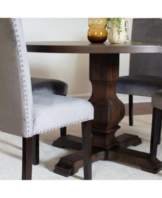 Fordsville 5-Pc Dining Set, Pedestal Round Table with 4 Stylish Chairs, Gray