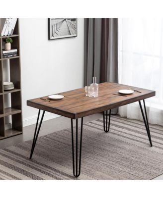 Amisos 5-Pc Dining Set, Hairpin Dining Table with 4 Chairs, Tan