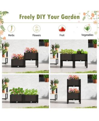 Elevated Plastic Raised Garden Bed Planter Kit Set of 2