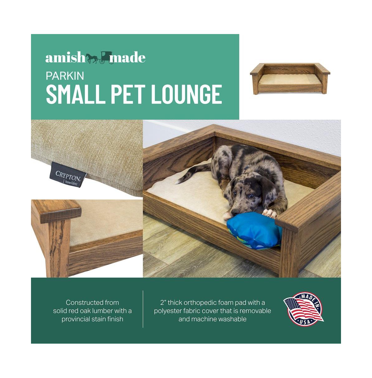 American Furniture Classics Parklin Small Pet Lounge With Pad