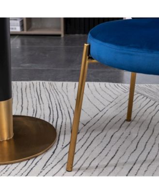 Amoa Contemporary 5-Pc Dining Set, White Round Dining Table with 4 Chairs, Blue