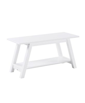 Solid Wood Bench with Shelf and Tilted Legs, 36-Inch Long