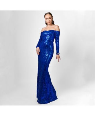 Women's Zoya Long Sleeve Sequin Gown