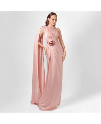 Justine One Shoulder Cape Gown