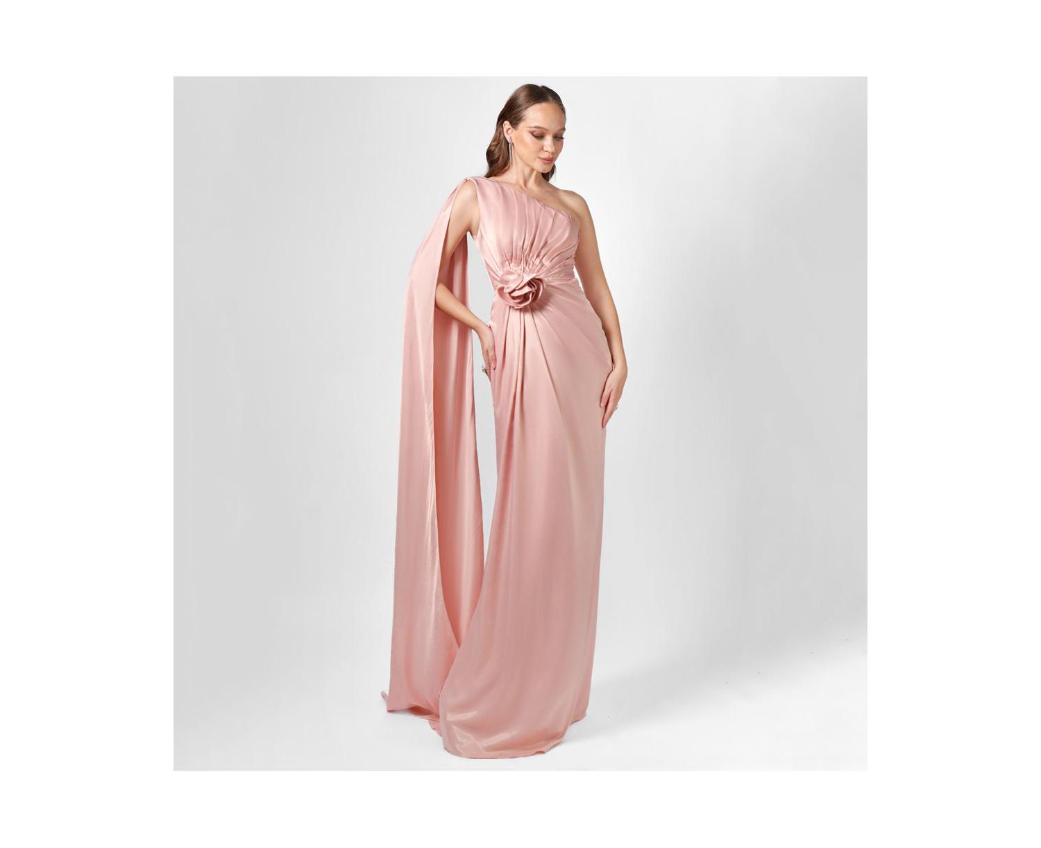 Justine One Shoulder Cape Gown
