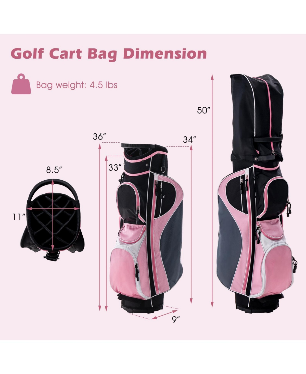 Akiudex Women's Right-Handed Golf Club Set with 14-Way Stand Bag