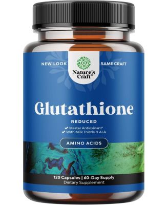 Glutathione Capsules, Natural Skin Whitening Anti-Aging Benefits Reduced L-Glutathione Pills for Men & Women, Pure Antioxidant, 120ct