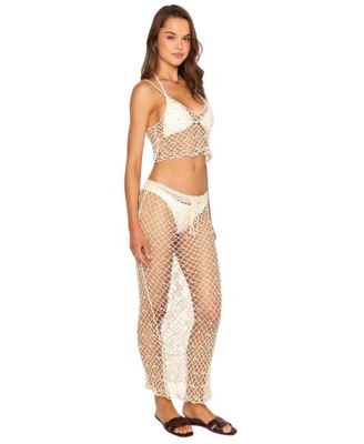 Women's Crochet Pearl Detail Cover Up Skirt