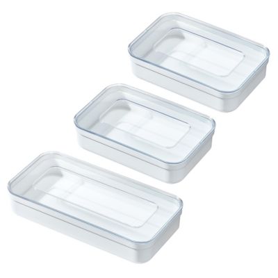 Food Bag Dispenser Organizer  - Set of 3 -White/Clear
