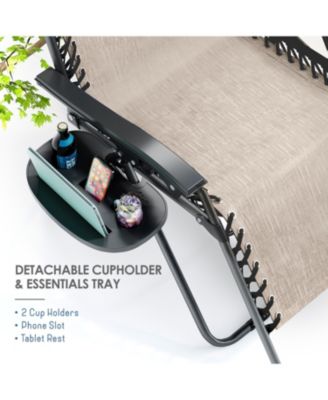 Outdoor Patio Zero Gravity Chairs Set of 4 - Reclining Lounge Chairs with Pillows & Cup Holders