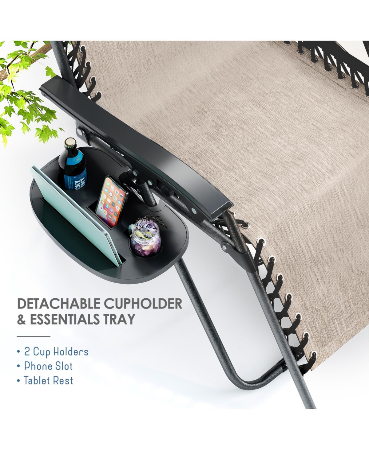 Outdoor Patio Zero Gravity Chairs Set of 4 - Reclining Lounge with Pillows & Cup Holders