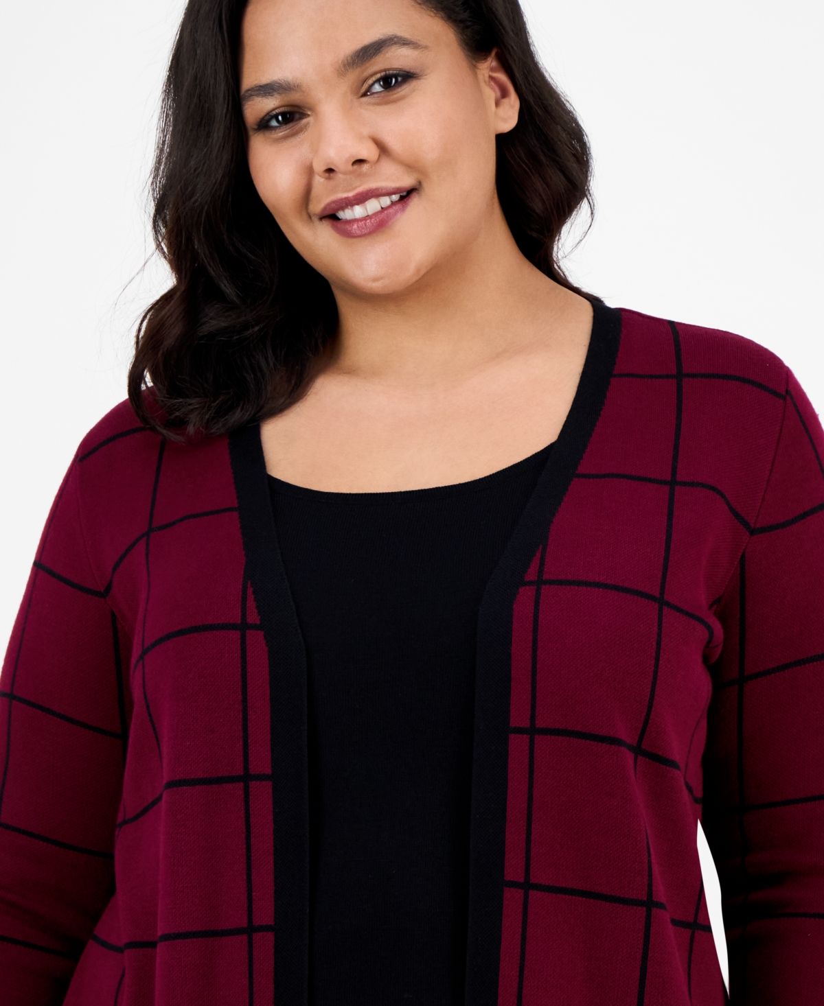 Sandra Darren Plus Size Layered-look Sweater Dress In Red