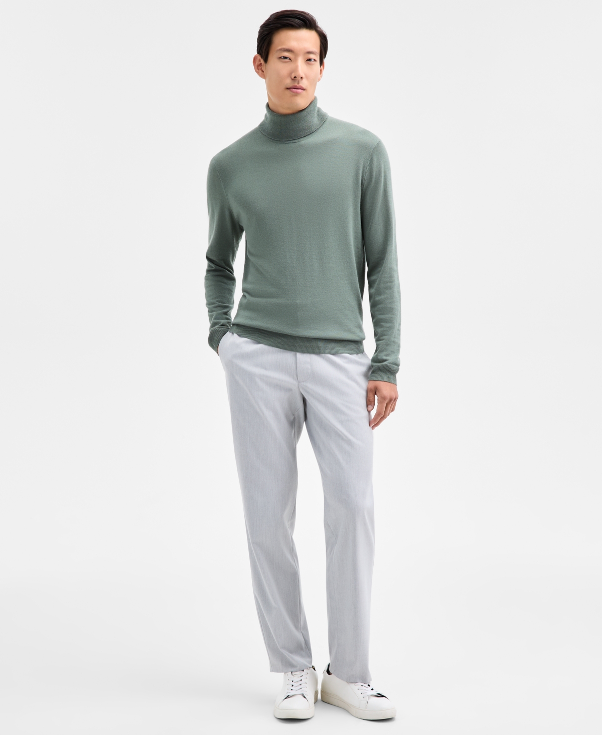 Alfani Men's Merino Wool-blend Turtleneck Sweater, Created For Macy's In Green