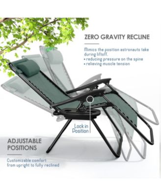 Outdoor Patio Zero Gravity Chair - Reclining Lounge Chairs with Pillows & Cup Holders