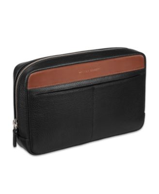 Men's Two Tone Top Zip Leather Toiletry Bag
