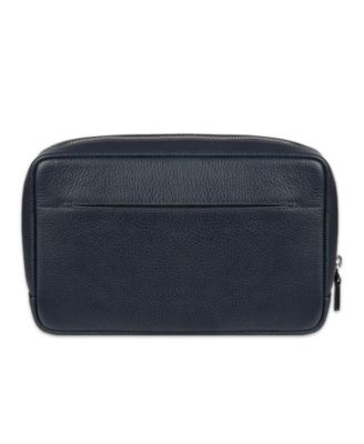 Men's Two Tone Top Zip Leather Toiletry Bag