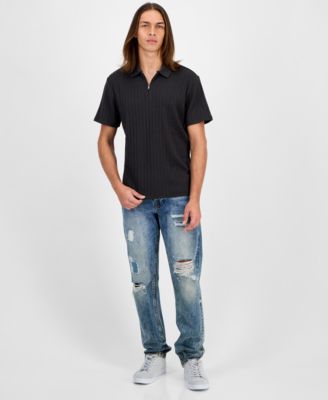 Men's Grady Short Sleeve Textured Quarter-Zip Polo Sweater