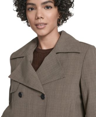 Petite Novelty Cropped Double Breasted Trench Jacket