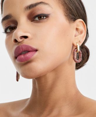 Pav&eacute; Oval Drop Earrings, Macy's Exclusive 