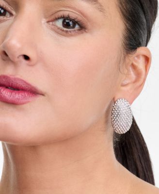 Pav&eacute; Oval Drop Earrings