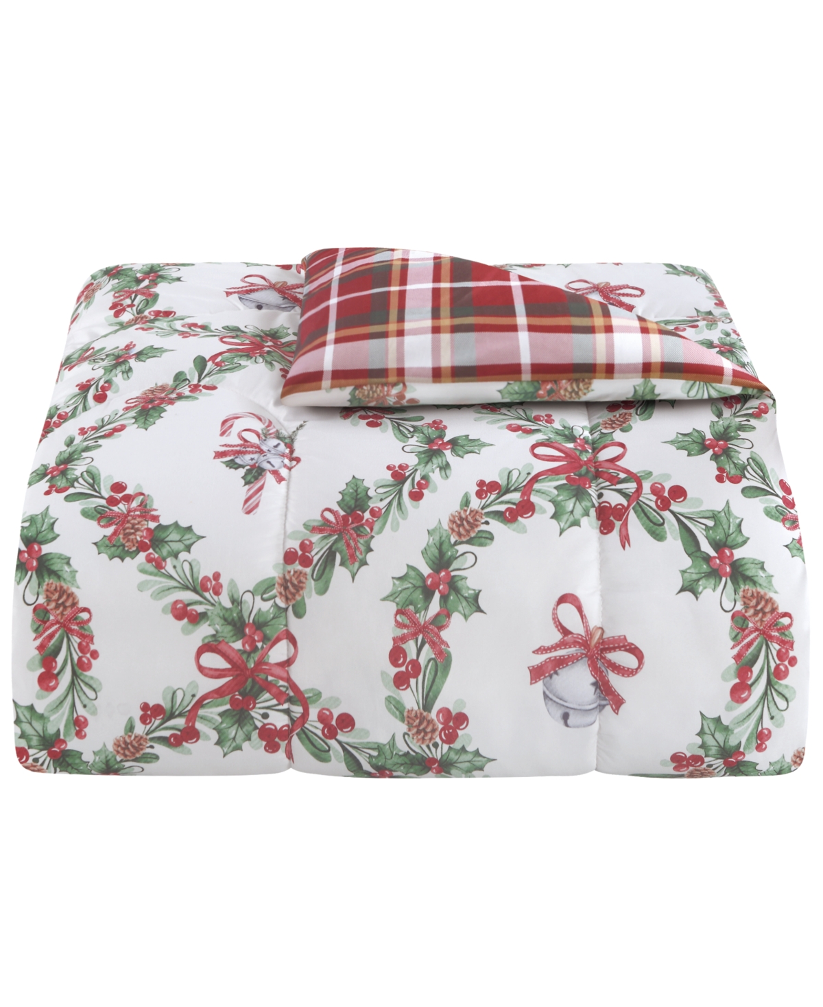Westport Home Enchante Wreath With Bow Reversible 3-pc. Comforter Sets, Created For Macy's In Multi