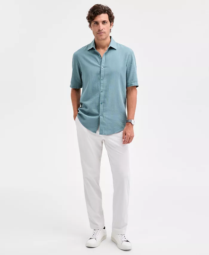 Men's Short-Sleeve Solid Textured Shirt - thumbnail 8