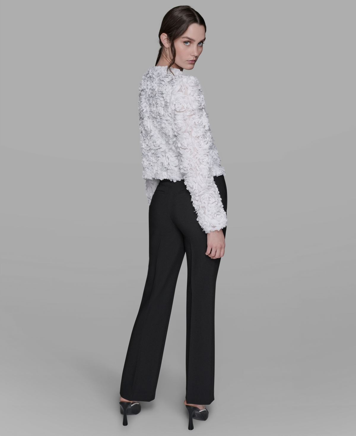 Karl Lagerfeld Women's 3d Floral Applique Jacket In White