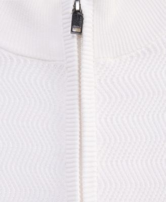 Men's Long Sleeve Zip-Front Zig-Zag Textured Sweater, Macy's Exclusive