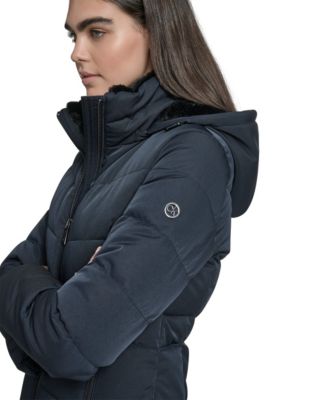 Women's Faux-Fur-Lined Hooded Puffer Coat