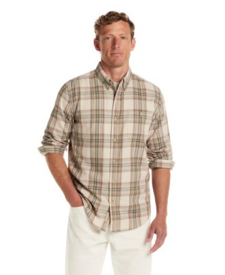 Men's Long Sleeve Button-Down Burnout Plaid Flannel Shirt