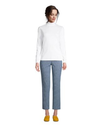 Women's Relaxed Cotton Long Sleeve Mock Turtleneck