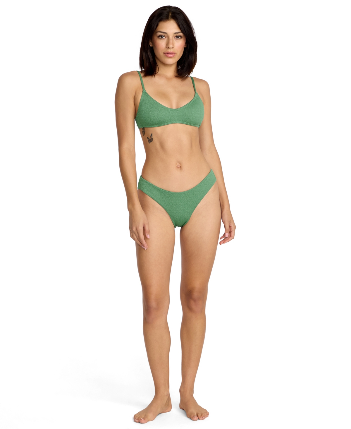 Volcom Women's Pucker Up Low Hip Cheekini Bottoms In Green